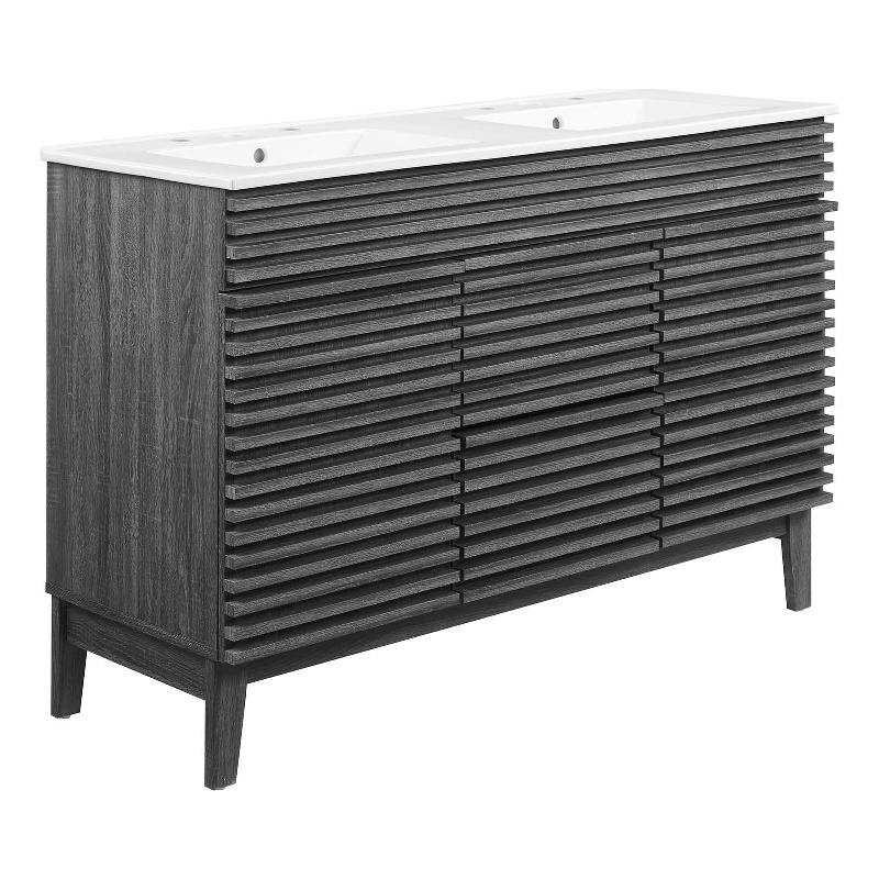 Modway Render 48" Mdf Wood Double Sink Bathroom Vanity In Charcoal ... pertaining to Exploring the Durability and Aesthetics of Charcoal Finish Bathroom Vanities