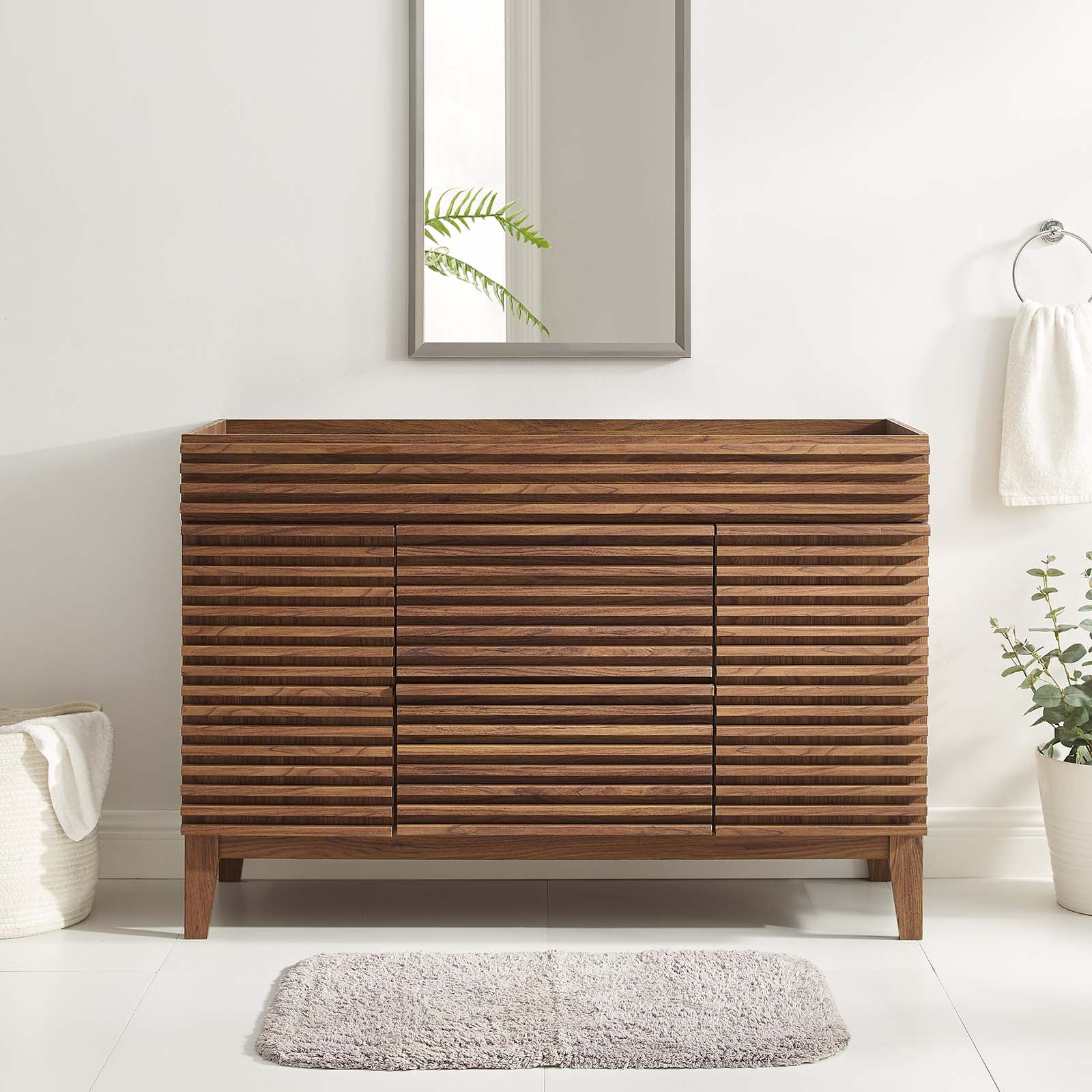 "Modway Render Walnut 48"" Single Sink Compatible Bathroom Vanity ... inside Understanding the Benefits of Walnut Finish in Bathroom Vanities