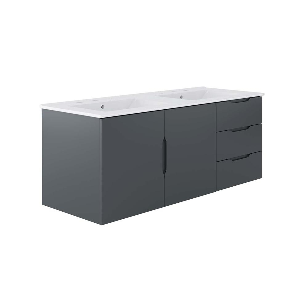 Modway Vitality 48" Double Sink Bathroom Vanity Gray White Eei-5785-Gry-Whi regarding Vitality 48" Bathroom Vanity Cabinet
