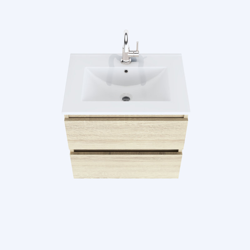 Mtd Vanities Salt Floating Ceramic Integrated Top 24" Wall-Mounted ... with regard to Maximizing Space with Salt 18Dx30 Floating Vanity Installations