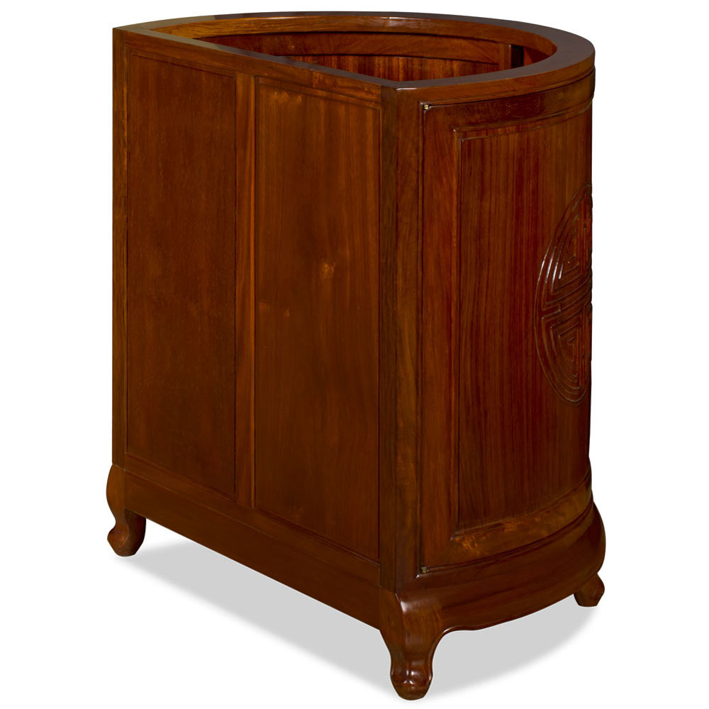 Natural Rosewood Longevity Half Moon Chinese Vanity Cabinet in Natural Finish Rosewood Longevity Design Half Moon Chinese Vanity Cabinet