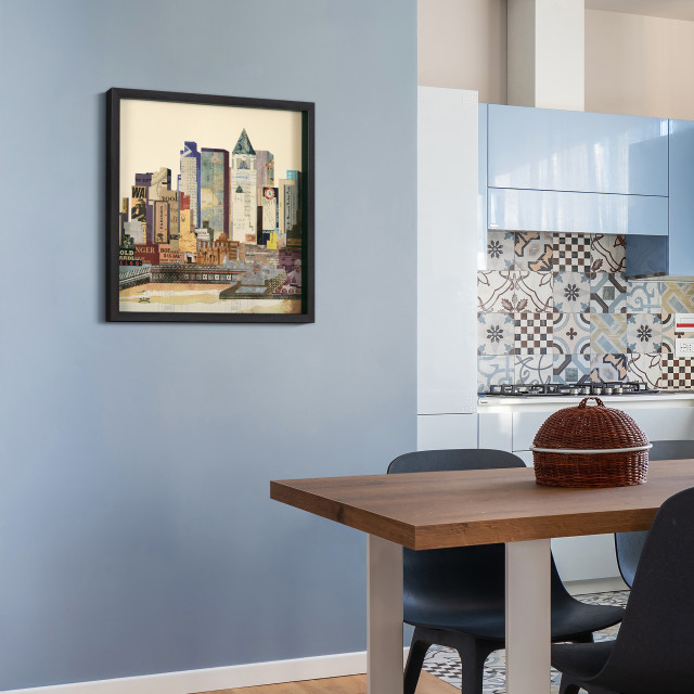 New York City Skyline Dimensional Collage Framed Wall Art Under Glass ... in Dimensional SLR Collage Art for Modern Gallery Spaces