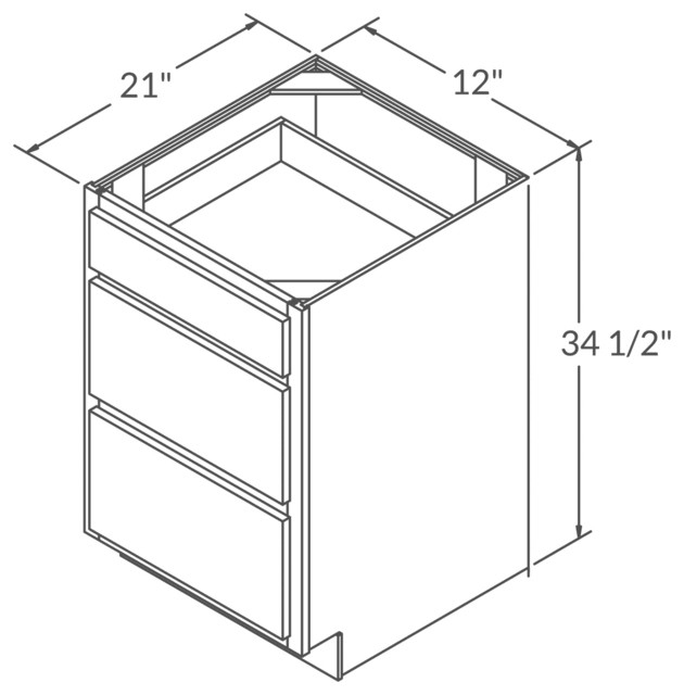Newport Vanity Drawer Base Cabinet, 12"X21"X34.5", 12"W X 34.5"H X 21"D ... for Newport Vanity Drawer Base Cabinet