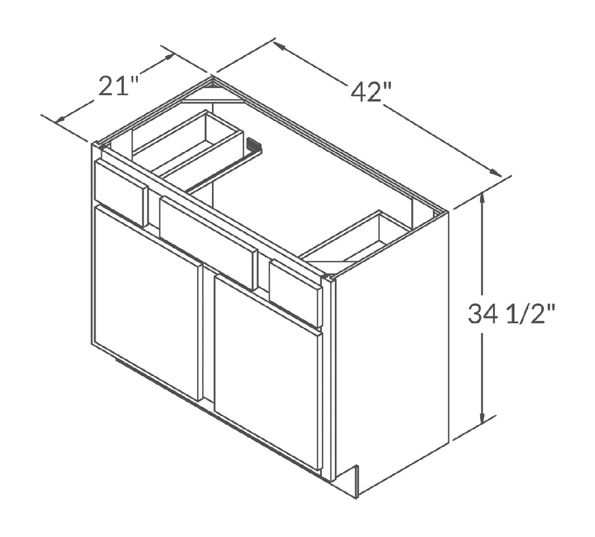 Newport Vanity Sink Base Cabinet, 42"X21"X34.5", 42"W X 34.5"H X 21"D ... in Maximizing Bathroom Space with Newport Vanity Sink Base Cabinets