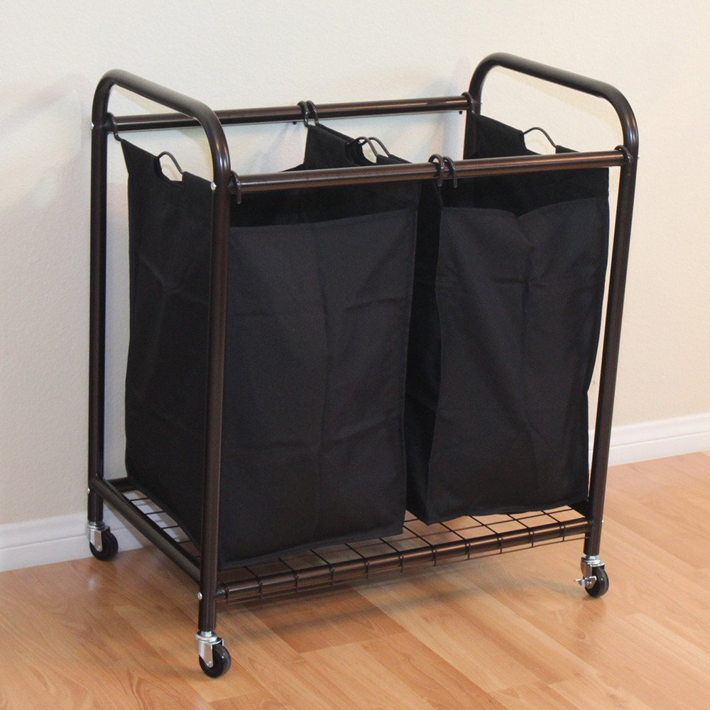 Oceanstar 2-Bag Rolling Laundry Sorter, Bronze pertaining to Oceanstar 2-Bag Rolling Laundry Sorter, Bronze
