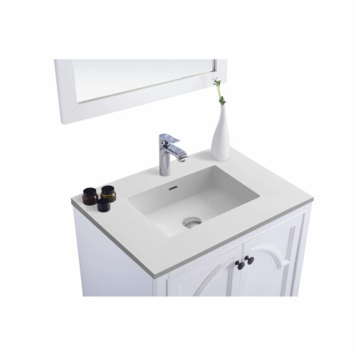 Odyssey - 30 - White Cabinet + Matte White Viva Stone Solid Surface ... intended for Transforming Spaces with 36 White Cabinet Systems