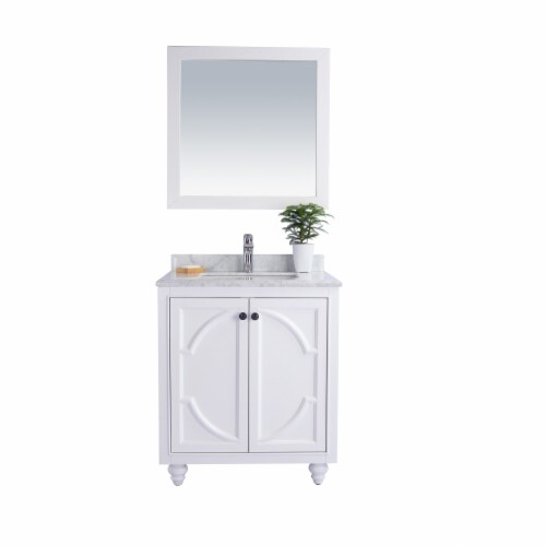 Odyssey - 30 - White Cabinet + White Carrara Marble Countertop, 1 ... pertaining to Transforming Spaces with 36 White Cabinet Systems