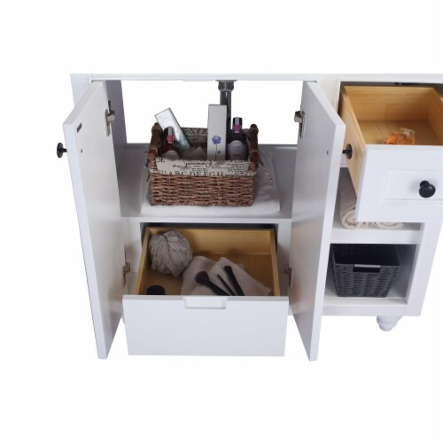 Odyssey - 36 - White Cabinet + White Stripes Marble Countertop, 1 - Fry ... for Transforming Spaces with 36 White Cabinet Systems