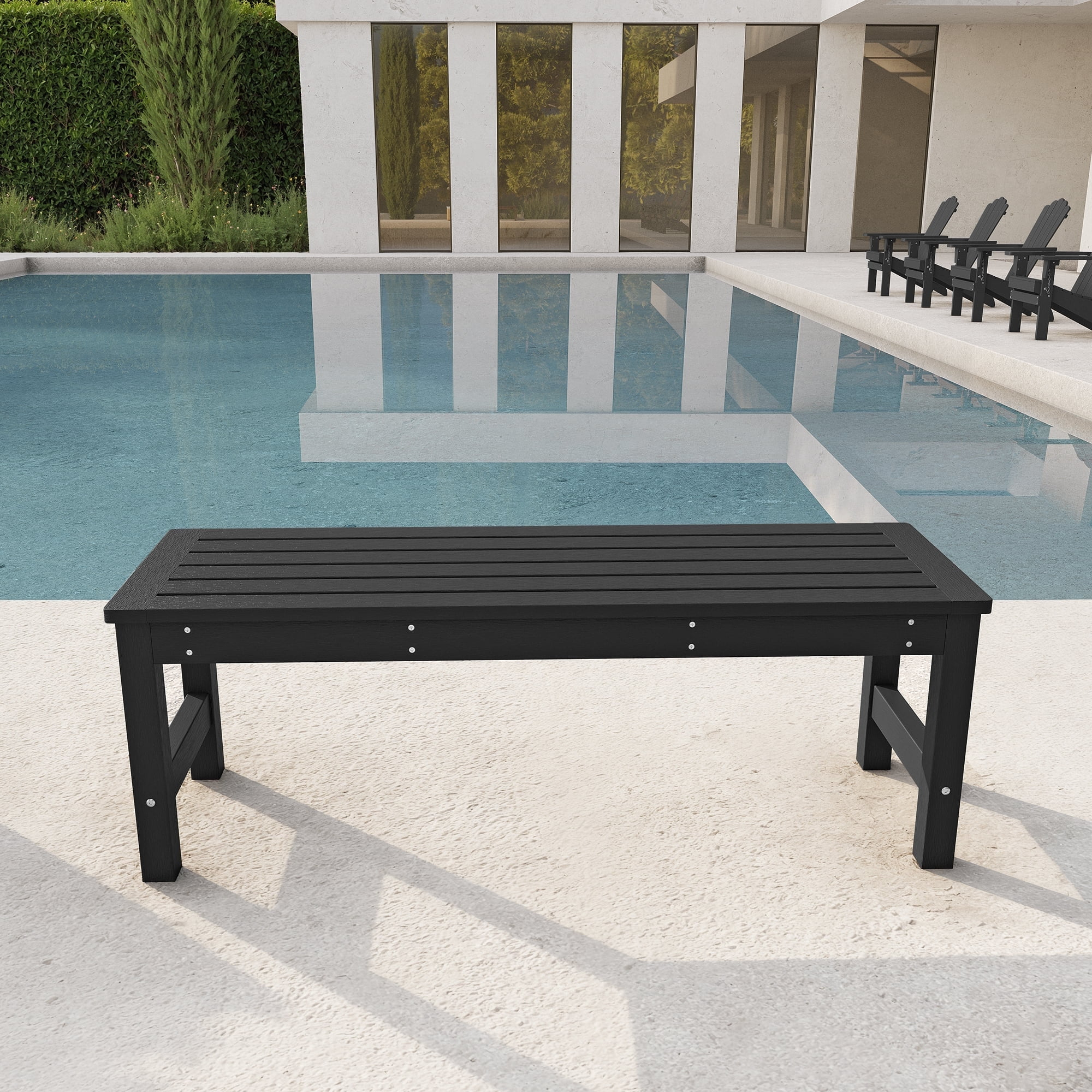 Outdoor Bench, Two Person Poly Lumber Porch Bench, Weatherproof Garden ... with regard to Understanding the Quality and Durability of Aeri's Ebony Wood Furniture