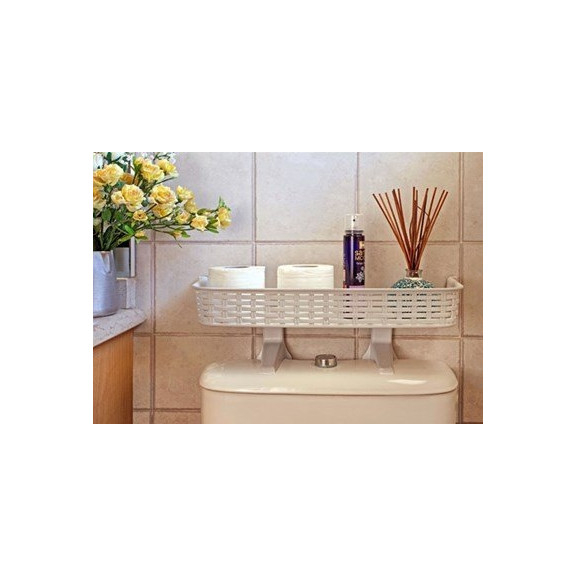 Over The Tank White Plastic Space Saver - Bathroom - Organization | Ybm ... with regard to Bathroom organization hack one shelf above toilet tank white plastic rattan