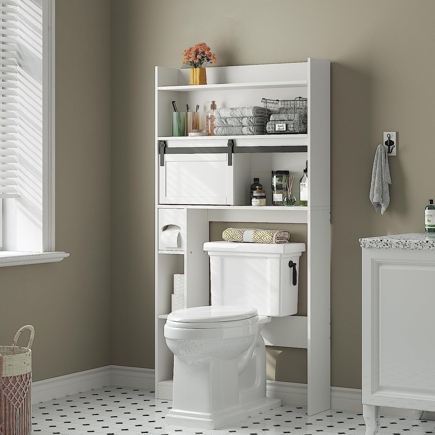 Over The Toilet Storage Cabinet, 6-Tier Toilet Organizer Rack, Bathroom ... with How to Choose the Right Over Toilet Organizer for Your Bathroom Layout