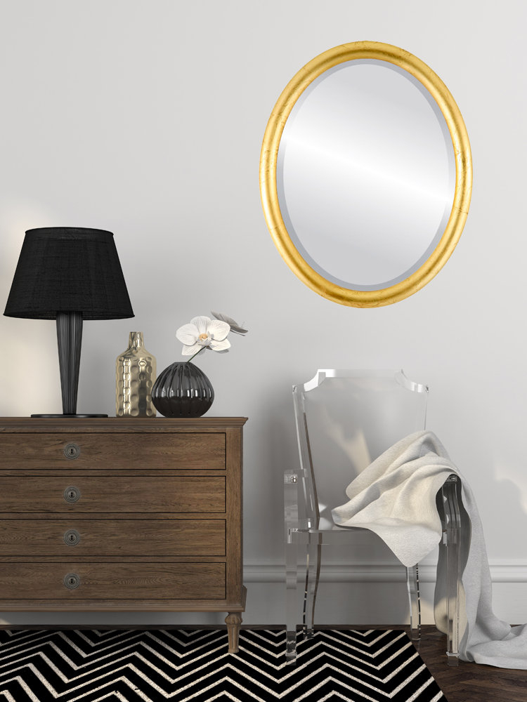 Pasadena Framed Oval Mirror, Gold Leaf, 17"X21" - Contemporary - Wall ... inside Understanding the Artisan Craftsmanship Behind Pasadena Framed Mirrors