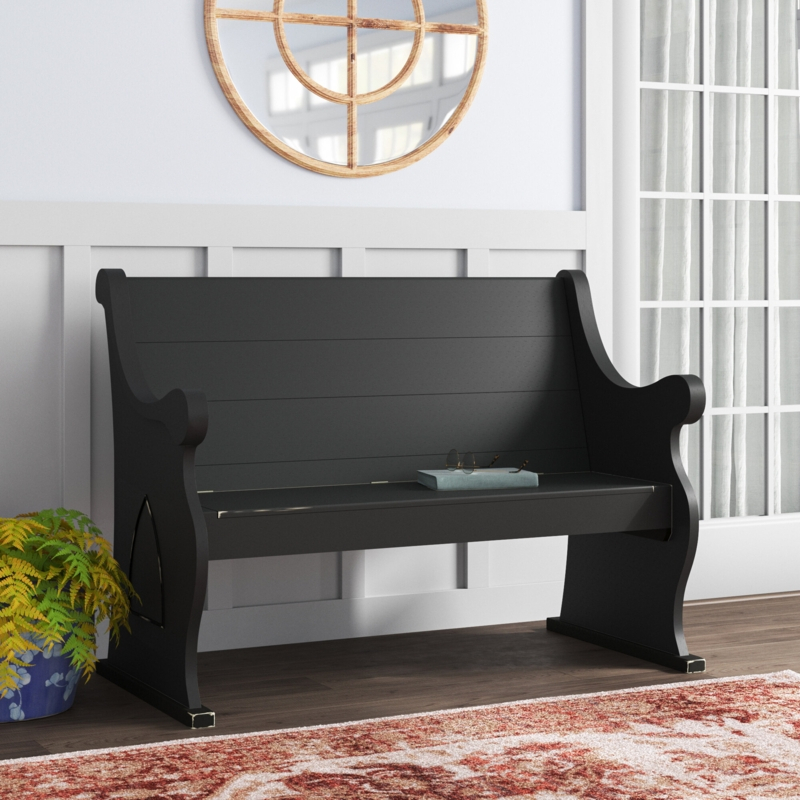 Payton Black Wood Storage Bench - Designer Review & Photos regarding Aeri Freestanding Ebony Wood Bench