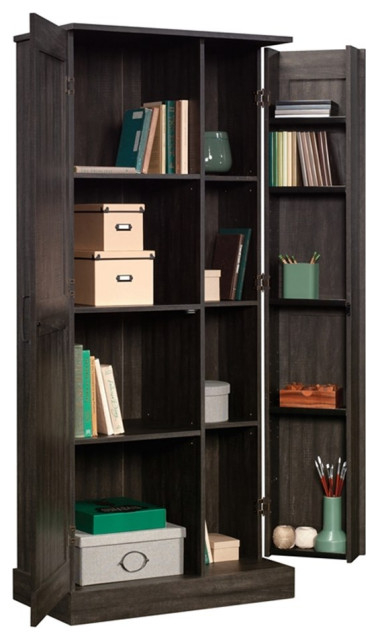 Pemberly Row Engineered Wood Storage Cabinet In Blade Walnut Finish ... inside Understanding the craftsmanship behind Pemberly Row engineered wood storage solutions