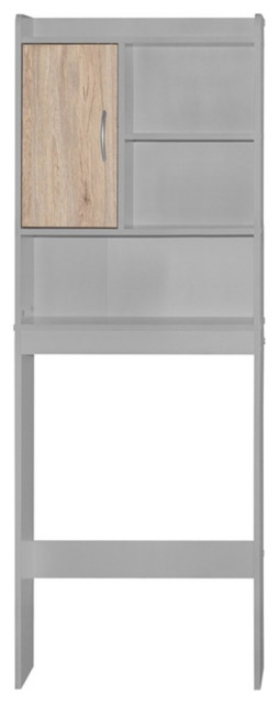 Pemberly Row Modern Over The Toilet Storage Cabinet In Light Gray & Oak ... with regard to Pemberly Row Over The Toilet Storage Cabinet In White Ash - Engineered Wood