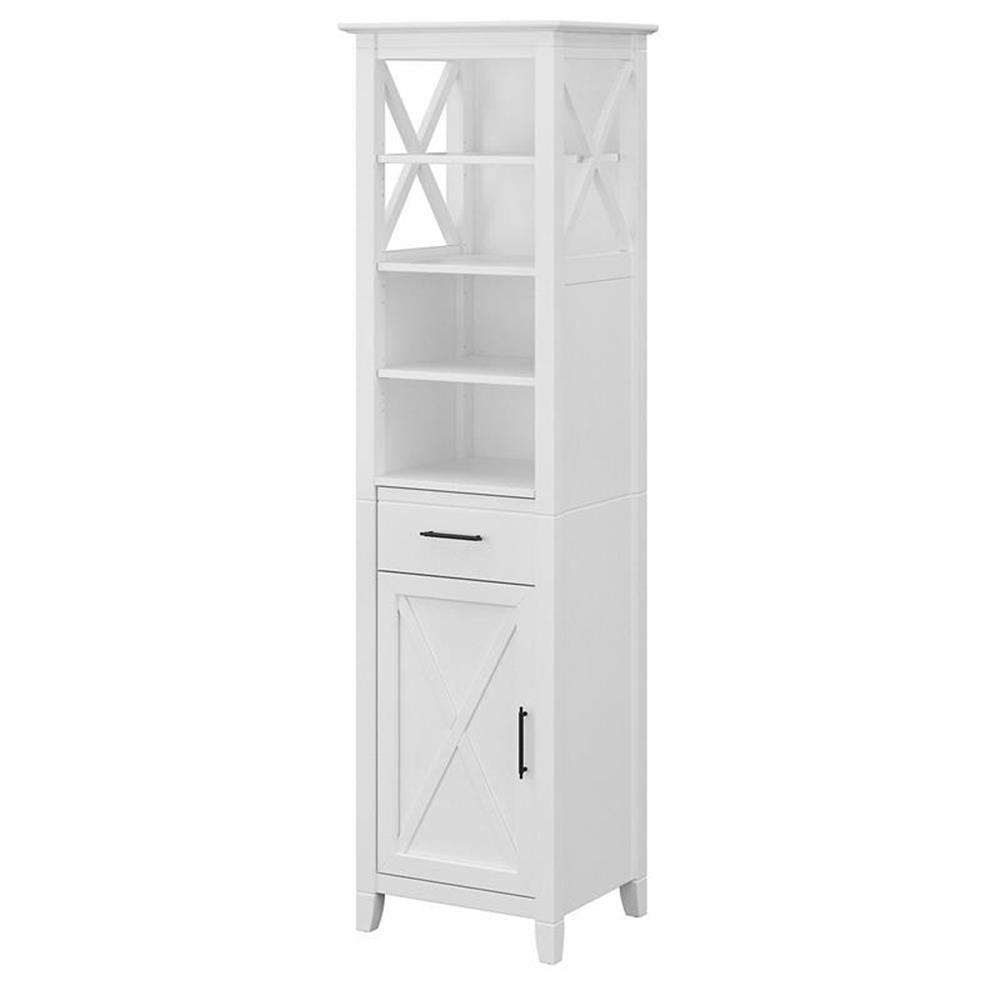 Pemberly Row Tall Bathroom Storage Cabinet In White Ash - Engineered ... inside Pemberly Row Over The Toilet Storage Cabinet In White Ash - Engineered Wood
