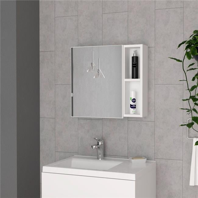 Queets Single Door Medicine Cabinet, White - Walmart.com regarding Exploring Mirror Design in Modern Medicine Cabinets