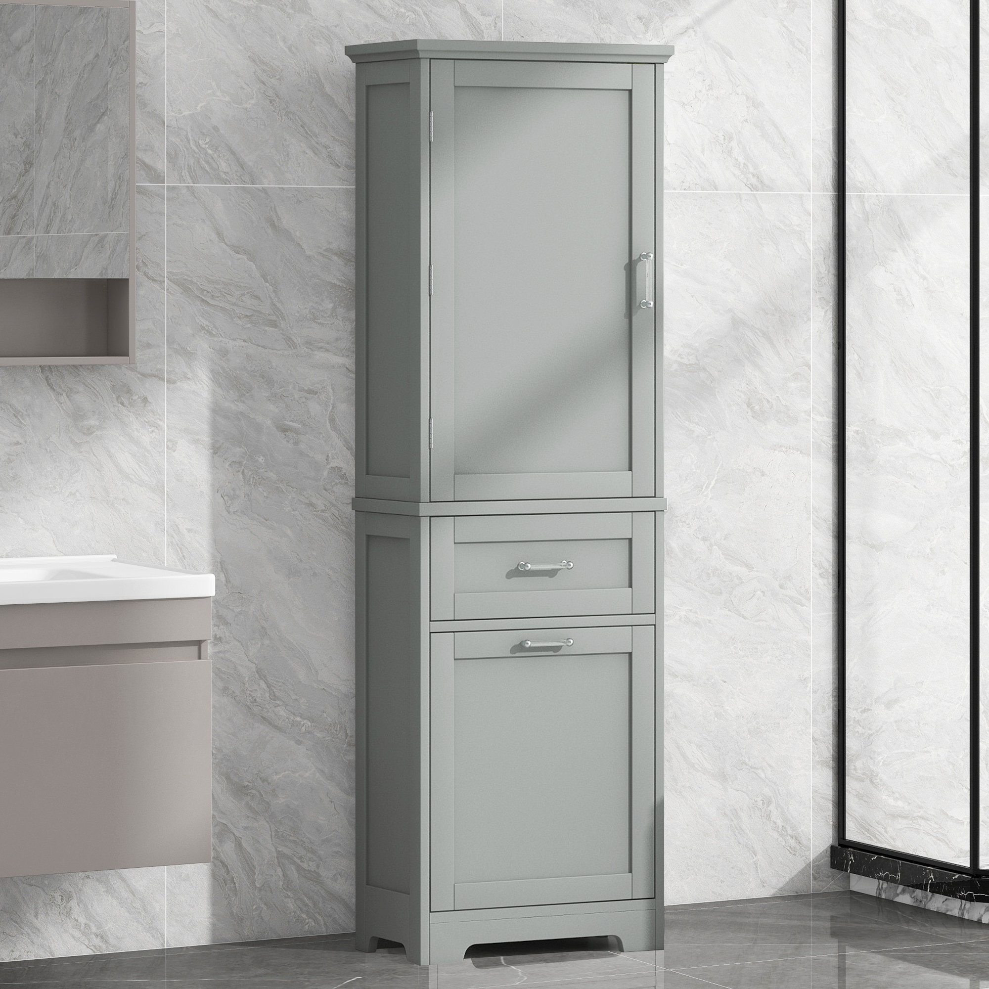 Red Barrel Studio Wictoria 68 In Tall Linen Cabinet,Freestanding ... in The Hidden Benefits of Choosing Universal Tall Linen Cabinet Systems