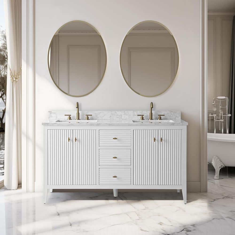 Reviews For Vanity Art 60 In. W X 22 In D X 38 In. H Double Sink ... regarding Vanity Art Vanity Cabinet Only, 12", White