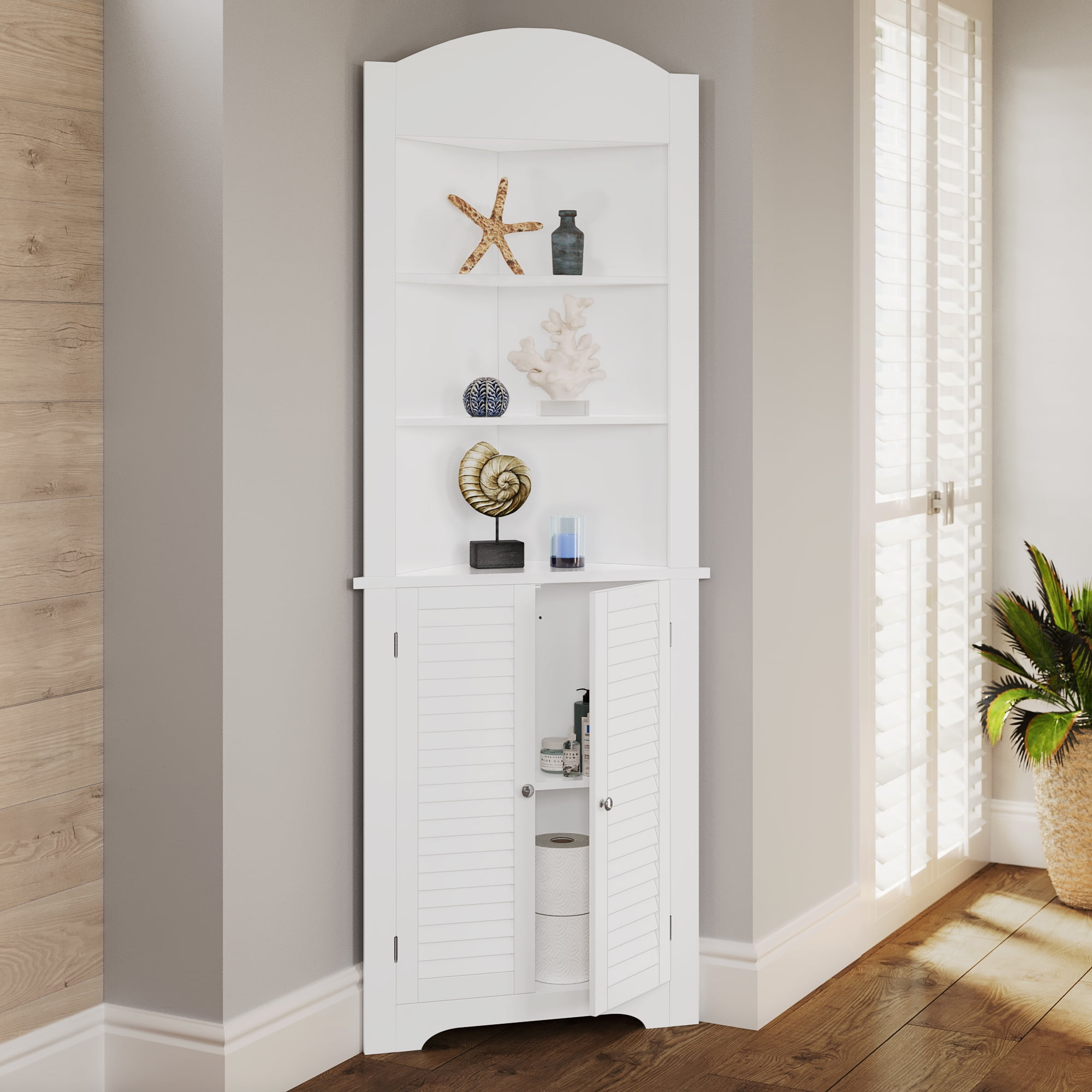 Riverridge Home Ellsworth Collection - Tall Corner Storage Cabinet ... with regard to Vestal Tall Corner Cabinet, White