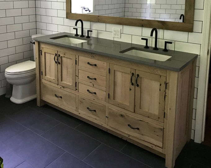 Rustic Vanity (72") - Dual Sink, Reclaimed Barn Wood W/Paneled Doors ... intended for Wiley Rustic Reclaimed Wood Bathroom Vanity