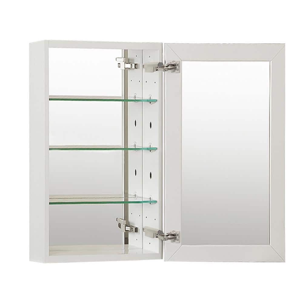 Satico 15 In. W X 24 In. H Rectangular White Aluminum Recessed/Surface ... in Exploring the Artisan Craftsmanship of Roma Mirrored Medicine Cabinet White