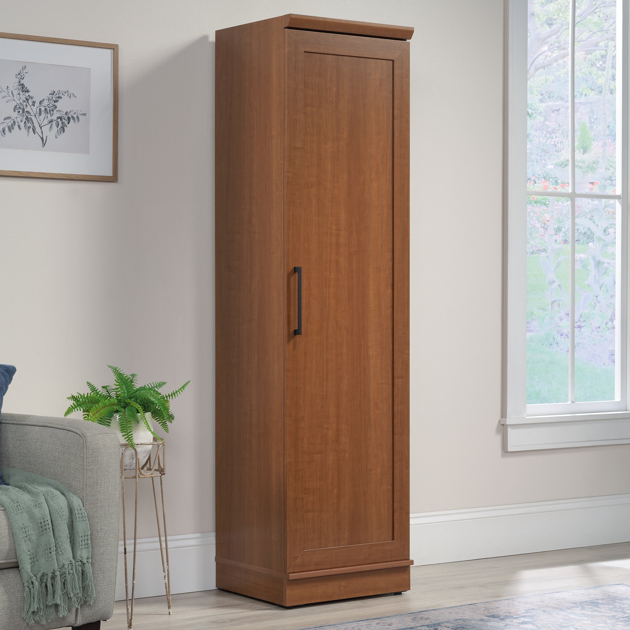 Sauder Homeplus Engineered Wood Single Door Pantry In Sienna Oak Finish ... inside Sauder Homeplus Engineered Wood Single Door Pantry In Raven Oak Finish
