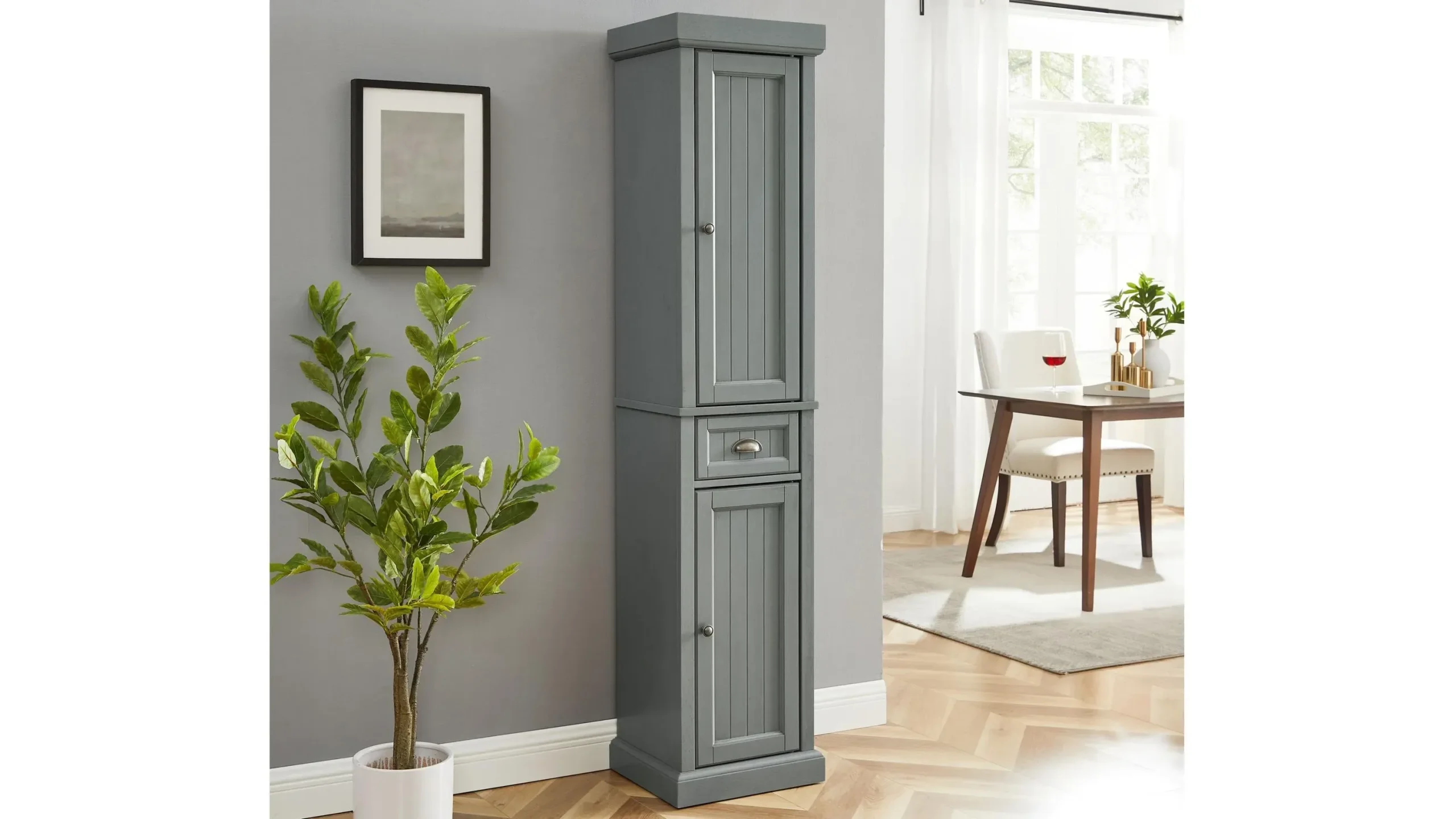 Seaside Tall Linen Cabinet | Raymour & Flanigan with regard to Transforming Your Space with Seaside Tall Linen Cabinet Distressed Black