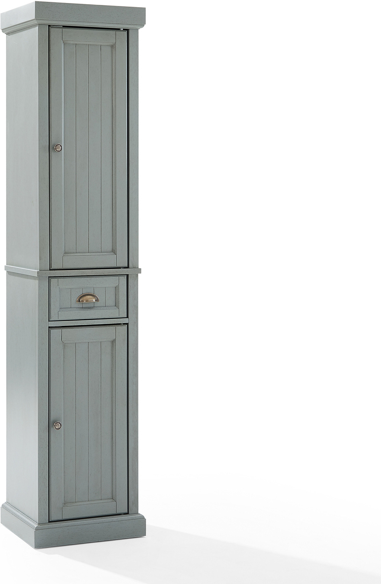 Seaside Tall Linen Storage Cabinet In Distressed Gray By Crosley Brands ... in Seaside Tall Linen Cabinet Distressed Black