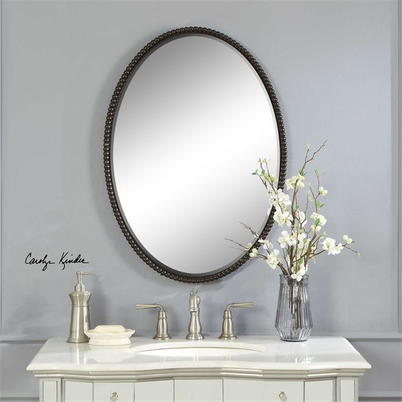 Sherise Bronze Oval Mirror | Oval Mirror, Metal Mirror, Oval Wall Mirror inside 29" Farmhouse Bronze Oval Mirror
