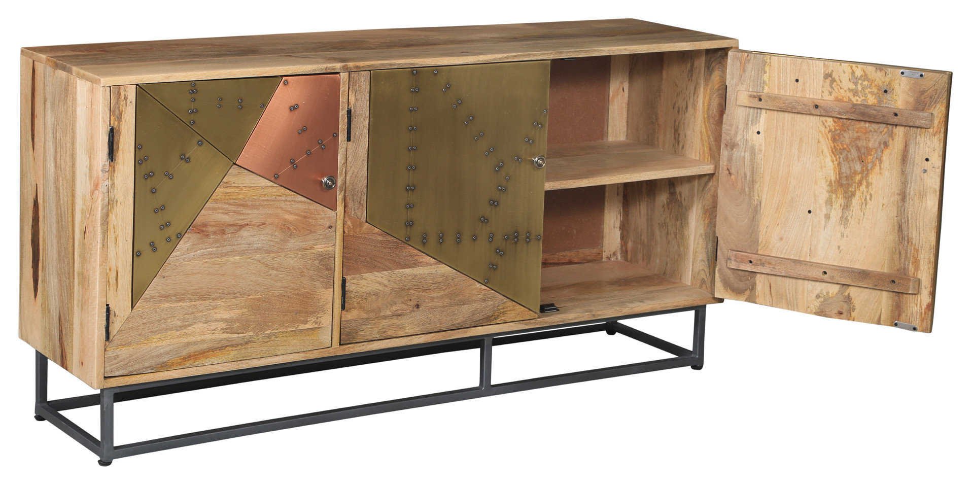 Siena Recycled Mango Wood Bathroom Linen Cabinet With 3 Doors ... in Nuna Mango Wood Bathroom Linen Cabinet