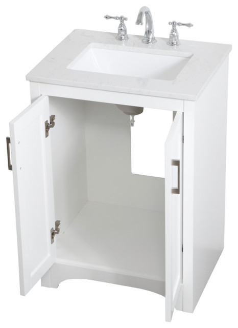 Single Bathroom Vanity, White, 24" - Transitional - Bathroom Vanities ... in Prestige 24" Bathroom Vanity-White White