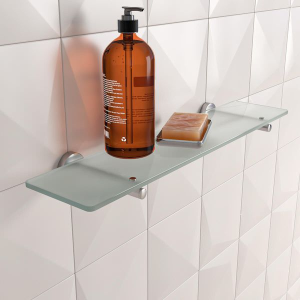 Smedbo Home 600Mm Frosted Glass Bathroom Shelf - Brushed Chrome within Choosing the Right Ice Frosted Glass Bathroom Shelf for Your Space