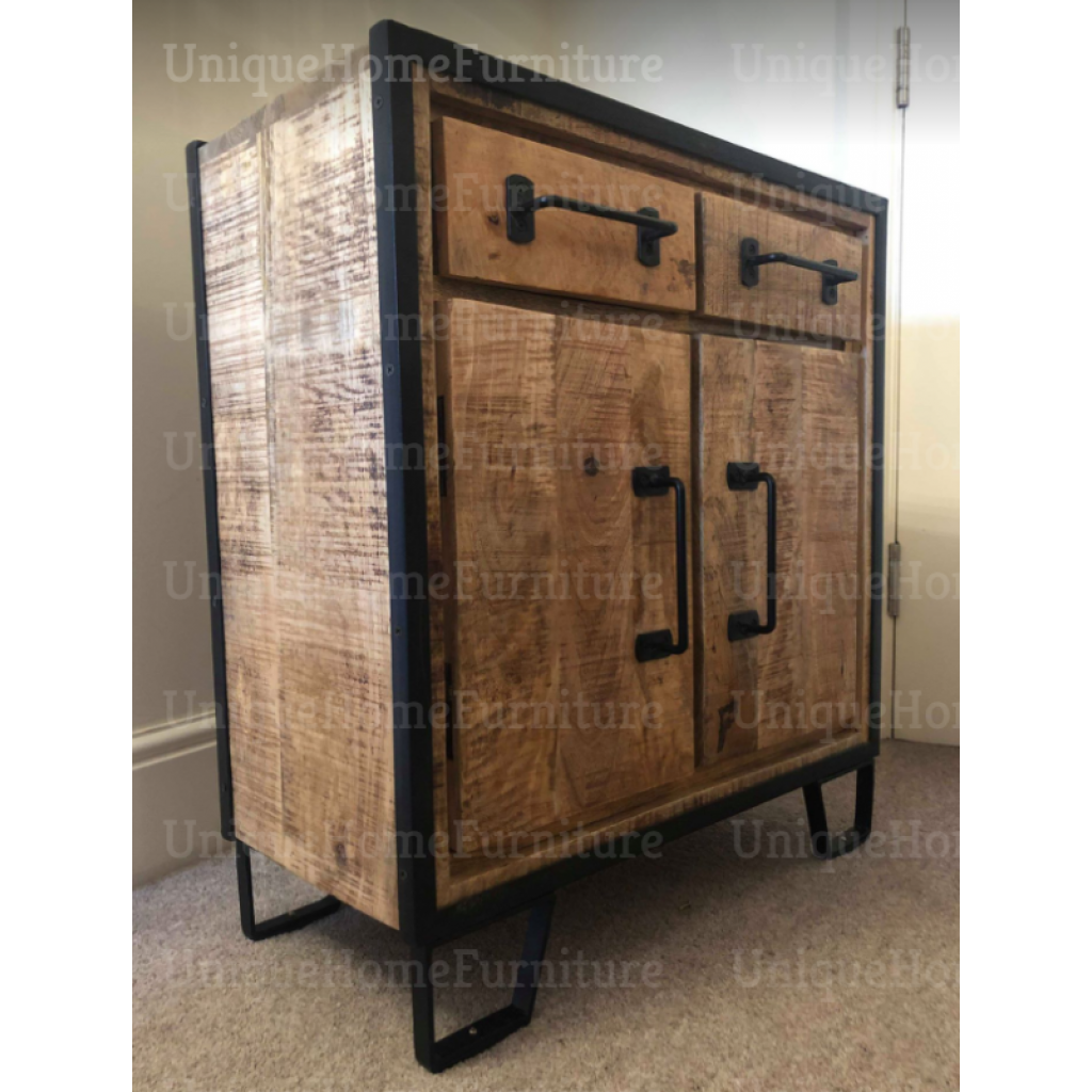 Solid Wood Cabinet Rustic Side Furniture Industrial Metal Storage ... inside Choosing the Right Solid Recycled Fir Side Cabinet for Your Home