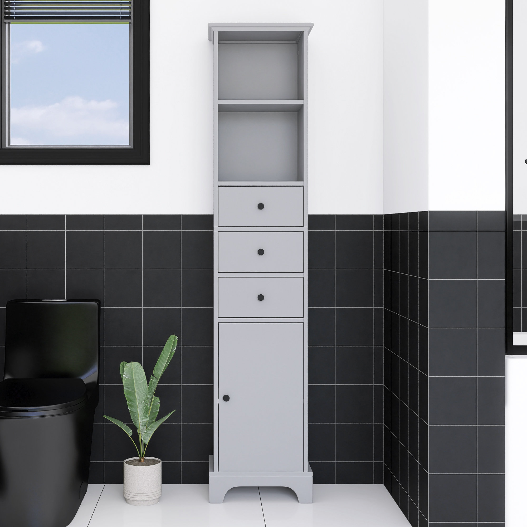 Staykiwi 68" Tall Freestanding Bathroom Cabinet In Grey With 3 Drawers ... regarding Maximizing bathroom storage with multi-drawer solutions