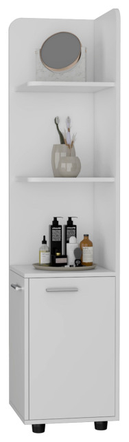 Sunriver Corner Shelf With Cabinet, White - Transitional - Bathroom ... with Sunriver Corner Shelf