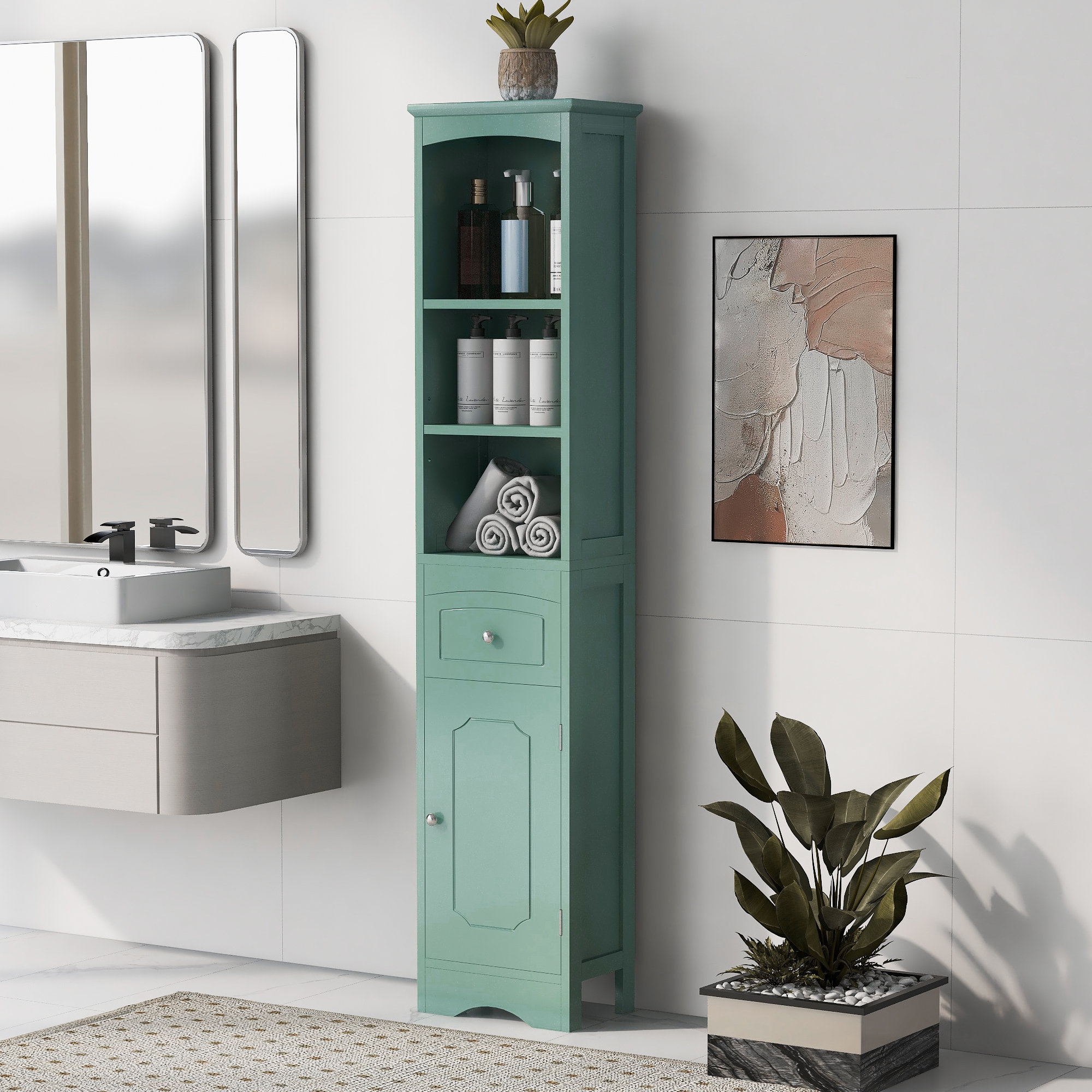 Tateus Tall Bathroom Cabinet, Freestanding Storage Cabinet ... in Maximizing Bathroom Space with TATEUS Toilet Storage Cabinet