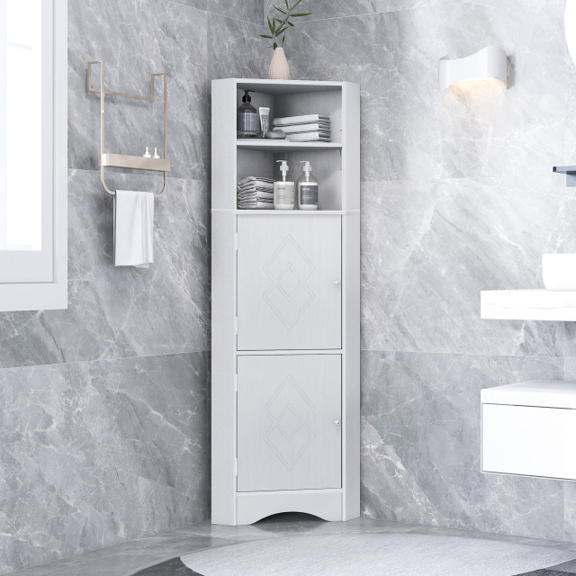 Tateus Tall Bathroom Corner Cabinet, Freestanding Storage Cabinet With ... inside Tateus Toilet Storage Cabinet