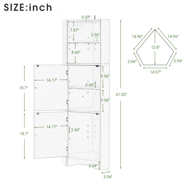 Tateus Tall Bathroom Corner Cabinet, Freestanding Storage Cabinet With ... throughout Maximizing Bathroom Space with TATEUS Toilet Storage Cabinet
