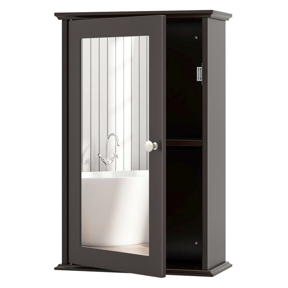 Topcobe Bathroom Wall Cabinet With Single Mirror Door, Bathroom Cabinet ... with regard to The Ultimate Guide to Installing 67 Wood 1 Door Bathroom Cabinets