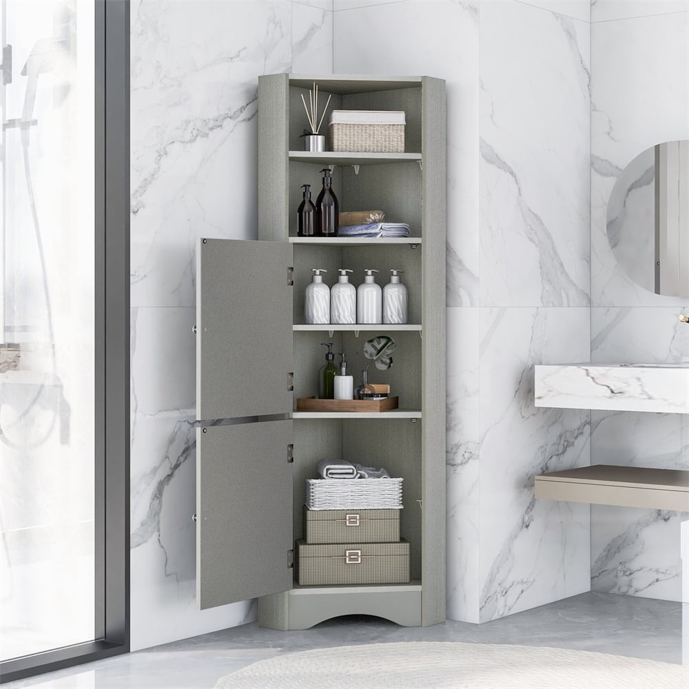 Triangle Bathroom Storage Cabinet, 61.02" Tall Floor Corner Cabinet ... intended for Building smarter bathroom storage with strategic triangular layouts
