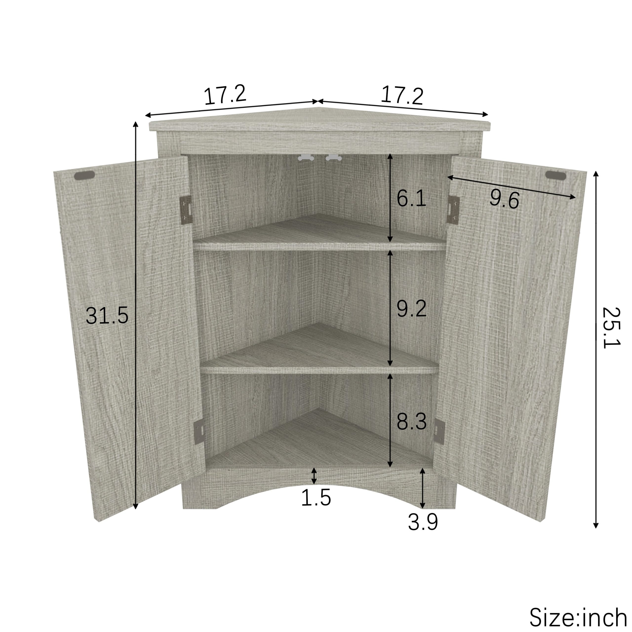 Triangle Bathroom Storage Cabinet With Adjustable Shelves Oak - Walmart.com in Stylish Triangle Bathroom Storage Cabinet