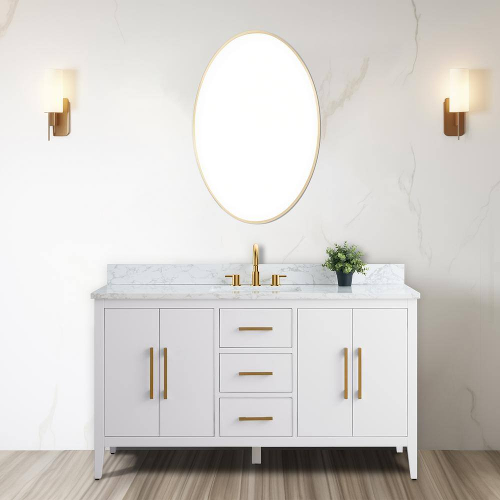 Vanity Art 60 In. W X 22 In. D X 34 In. H Single Sink Bathroom Vanity ... within How to style your 12 inch white vanity cabinet for maximum impact