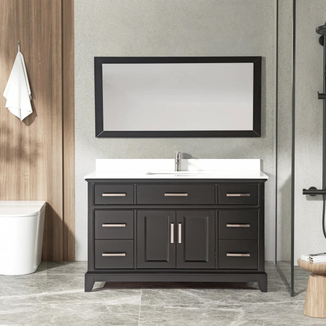 Vanity Art Bathroom Vanity Set With Engineered Marble Top, 60 ... intended for Care and Maintenance Tips for Espresso Finish Vanity Furniture