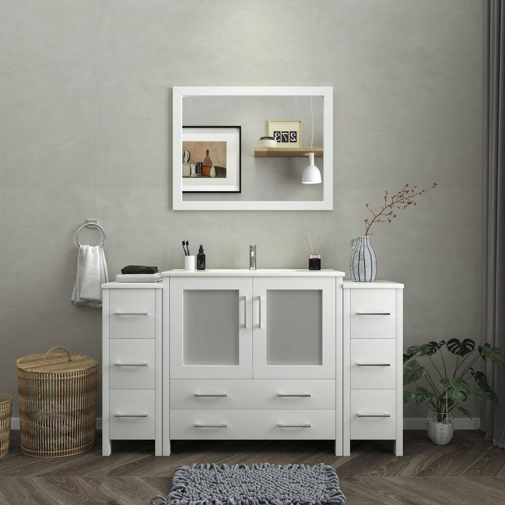 Vanity Art Brescia 60 In. W X 18 In. D X 36 In. H Bathroom Vanity In ... throughout The Psychology of Choosing a White Vanity Cabinet for Your Bedroom Space