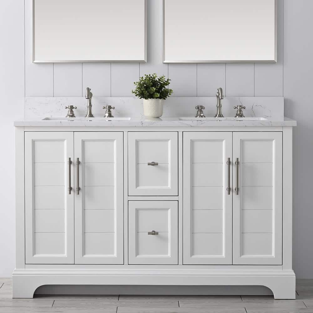 Vanity Art Chambery 54 In. W X 22 In. D X 34.5 In. H Bathroom Vanity In ... throughout Vanity Art Vanity Cabinet Only, 12", White