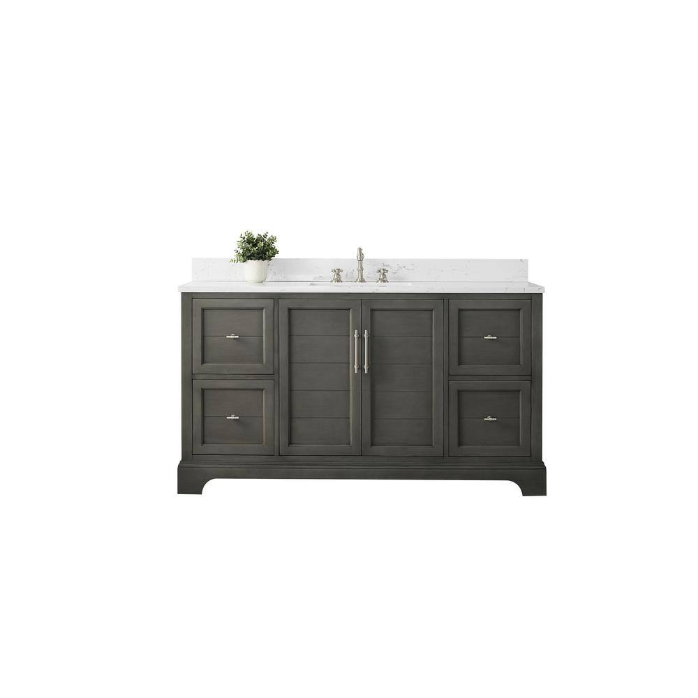 Vanity Art Chambery 60 In. W X 22 In. D X 34.5 In. H Bathroom Vanity In ... inside Vanity Art Vanity Cabinet, 12", Gray
