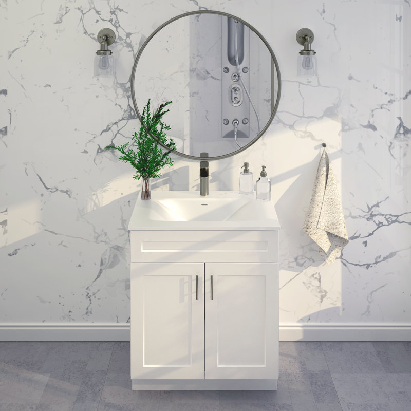 Vanity Atelier 30'' Single Bathroom Vanity Sink Base Cabinet In White ... for Smartfold 30" Single Sink Vanity Cabinet