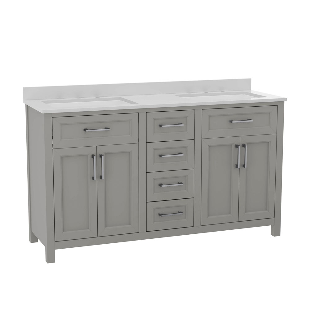 Vega 60 Inch Bathroom Double Vanity With 2 Sinks, 2 Storage Cabinets ... with regard to Vega Bathroom Storage Cabinet, Gray