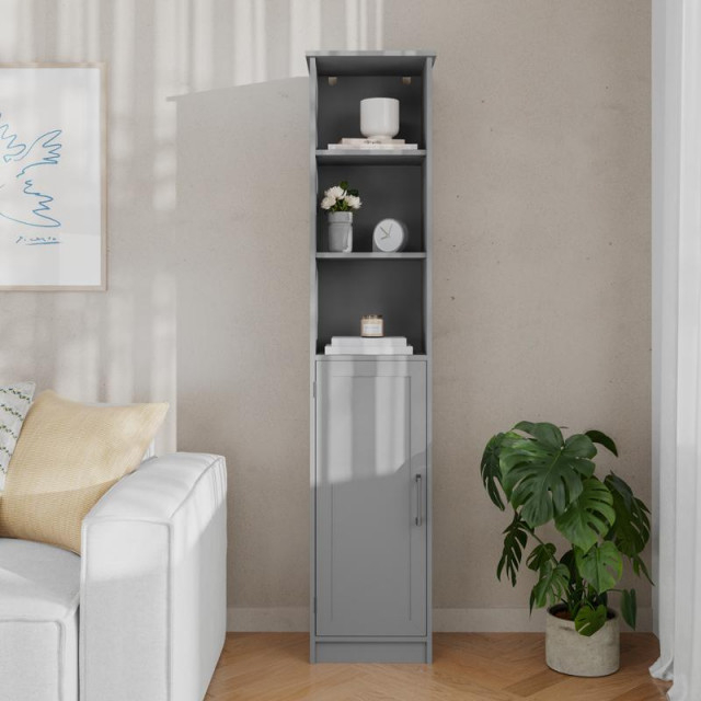 Vega Freestanding Narrow Bathroom Linen Tower Storage Cabinet ... regarding Vega Bathroom Storage Cabinet, Gray